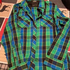 Vans Vibrant Blue and Green Checkered Shirt
